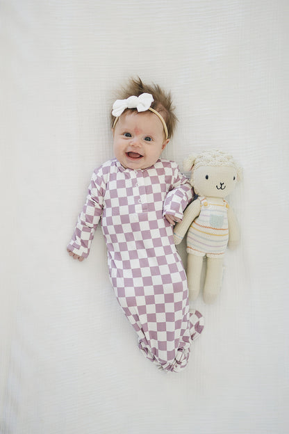 Mauve Checker Knotted Gown