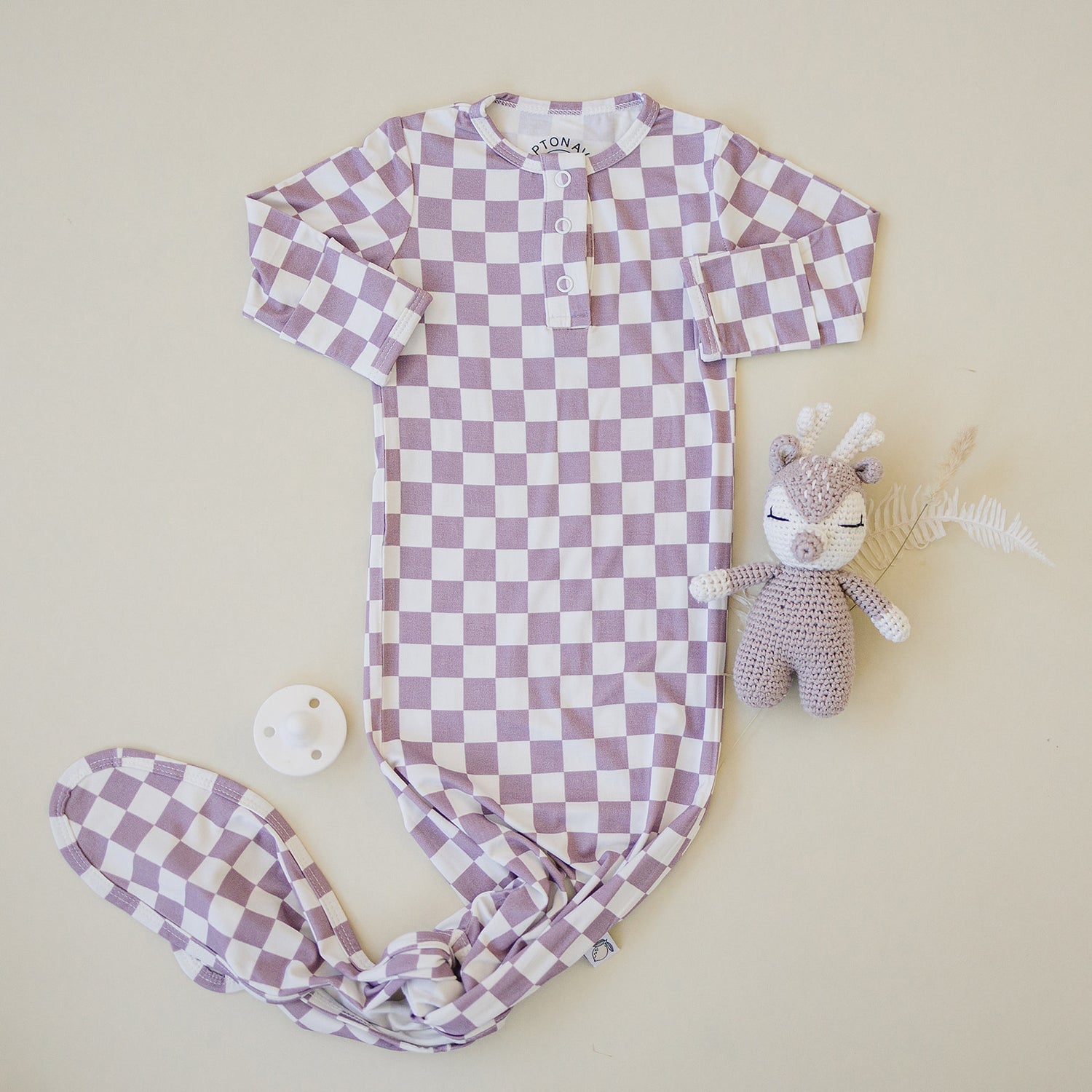 Mauve Checker Knotted Gown