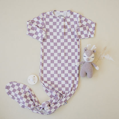 Mauve Checker Knotted Gown