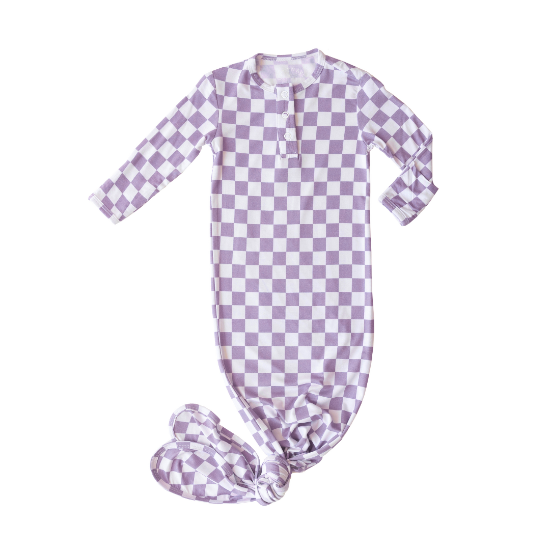 Mauve Checker Knotted Gown