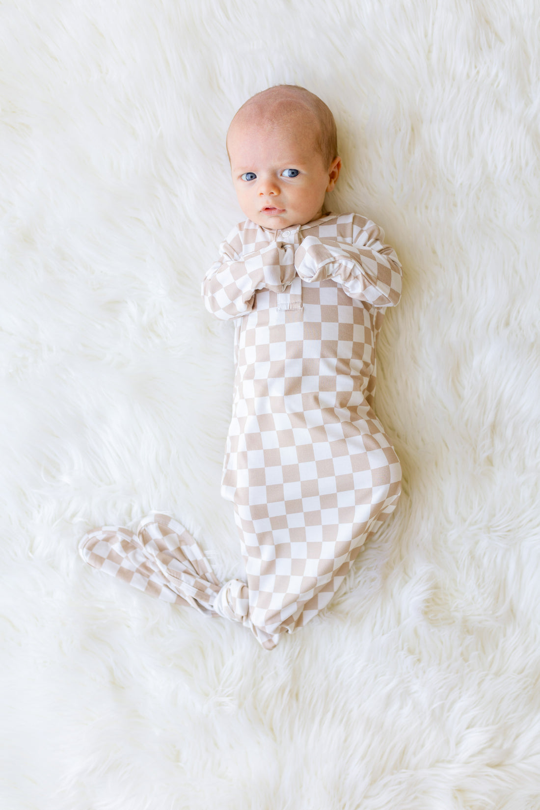 Oat Checker Knotted Gown