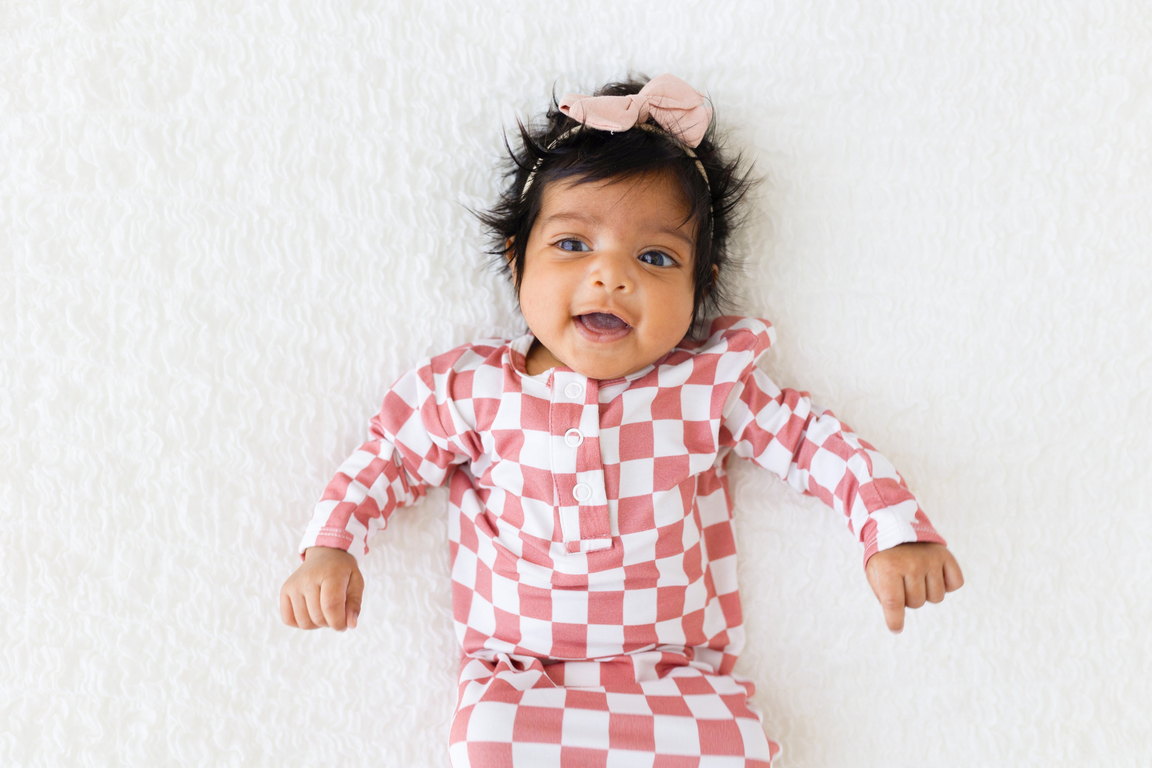 Pink Checker Knotted Gown